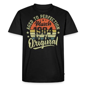 Rétro Mars 1984 Cadeau Mars 1984 Né en Mars 1984 - T-shirt Premium bio Homme - noir - Devant - Nico (187cm)