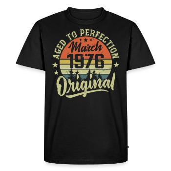 Retro März 1976 Geschenk März 1976 Geboren März 1976 - Männer Premium Bio T-Shirt - Schwarz - Vorne - Nico (187cm)