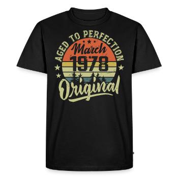 Rétro Mars 1978 Cadeau Mars 1978 Né en Mars 1978 - T-shirt Premium bio Homme - noir - Devant - Nico (187cm)
