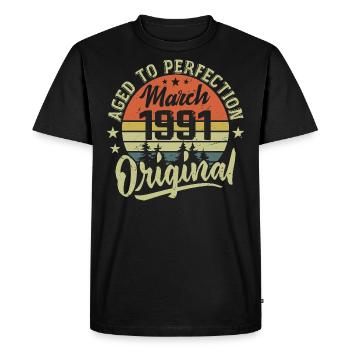 Cadeau Mars 1991 Né en Mars 1991 Rétro Mars 1991 - T-shirt Premium bio Homme - noir - Devant - Nico (187cm)
