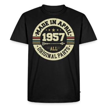 Anniversaire avril 1957 - Cadeau d’anniversaire 68 - T-shirt Premium bio Homme - noir - Devant - Nico (187cm)