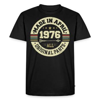Anniversaire avril 1976 - Cadeau d’anniversaire 49 - T-shirt Premium bio Homme - noir - Devant - Nico (187cm)