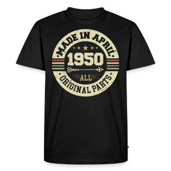 Birthday april 1950 - 75th birthday gift - Men's Premium Organic T-Shirt - black - Front - Nico (187cm)