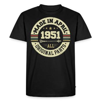 Anniversaire avril 1951 - Cadeau d’anniversaire 74 - T-shirt Premium bio Homme - noir - Devant - Nico (187cm)