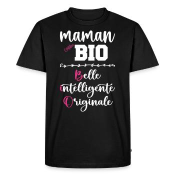 Cadeau maman personnalisé humour fête des mères - T-shirt Premium bio Homme - noir - Devant - Nico (187cm)