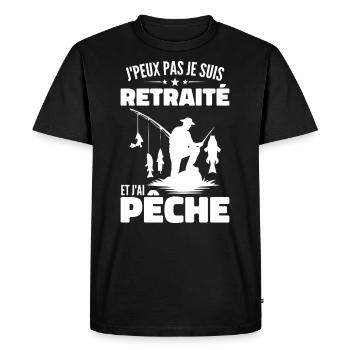 J'peux pas je suis retraité et j'ai pêche - T-shirt Premium bio Homme - noir - Devant - Nico (187cm)