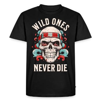 Skull Skull Skeleton Motorcycle Biker Gang - Men's Premium Organic T-Shirt - black - Front - Nico (187cm)