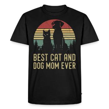 Retro Cat Dog Mom Cat Mama For mama Puppy Kitty - T-shirt Premium bio Homme - noir - Devant - Nico (187cm)