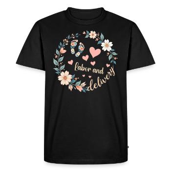 Funny Labor and Delivery Nurse Womens Retro Floral - Men's Premium Organic T-Shirt - black - Front - Nico (187cm)