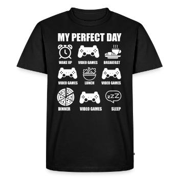 My perfect day - gamer - Men's Premium Organic T-Shirt - black - Front - Nico (187cm)
