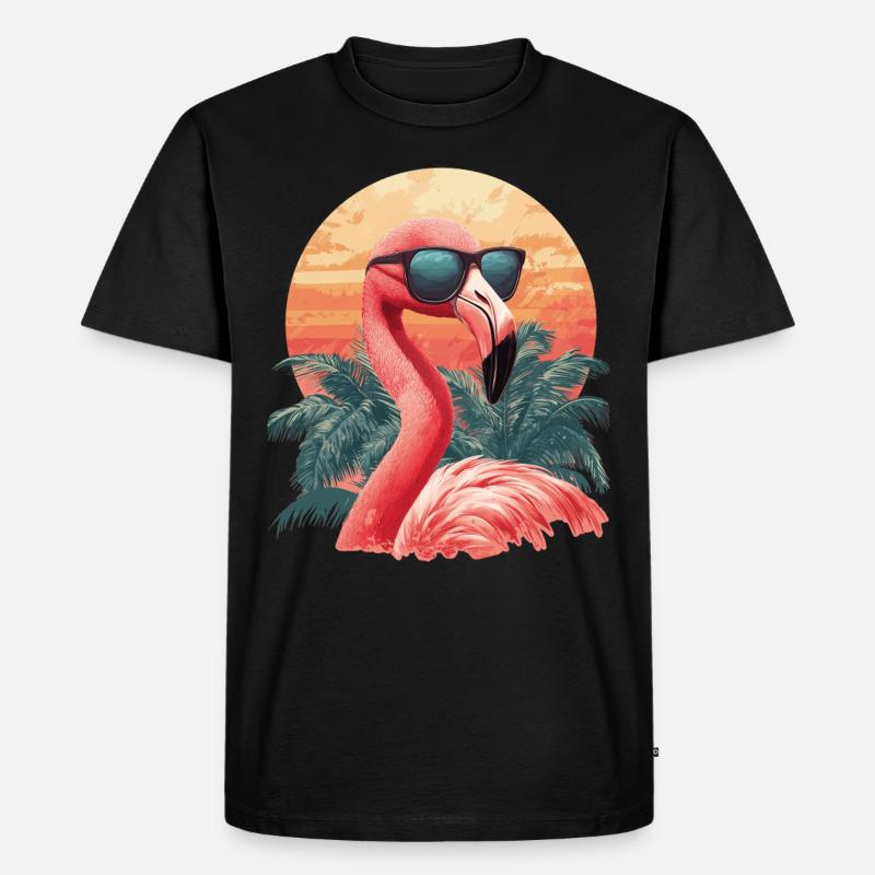 Flamingo - Männer Premium Bio T-Shirt - Schwarz