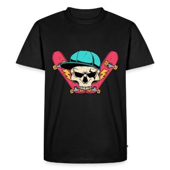 Skater Skateboard Skull with Cap Design - Men's Premium Organic T-Shirt - black - Front - Nico (187cm)