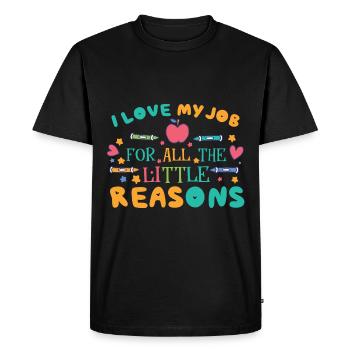 J’aime mon travail pour toutes les petites raisons - T-shirt Premium bio Homme - noir - Devant - Nico (187cm)
