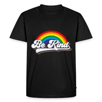 Soyez gentil LGBT Arc-en-ciel - T-shirt Premium bio Homme - noir - Devant - Nico (187cm)