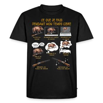Chasse sanglier, chasseur - T-shirt Premium bio Homme - noir - Devant - Nico (187cm)