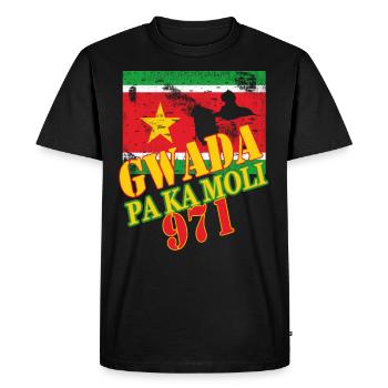GWADA PA KA MOLI DRAPEAU 971 GUADELOUPE CREOLE - T-shirt Premium bio Homme - noir - Devant - Nico (187cm)