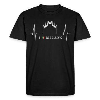 Milan Skyline Italie Heartbeat Fan Love Milano - T-shirt Premium bio Homme - noir - Devant - Nico (187cm)