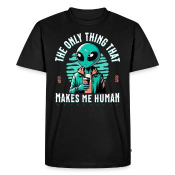 The only thing that makes me human - coffee - Men's Premium Organic T-Shirt - black - Front - Nico (187cm)