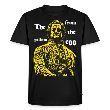 Le jaune de l’œuf - T-shirt Premium bio Homme - noir - Devant - Nico (187cm)