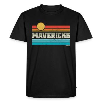 Mavericks Beach Californie Retro Surf Trip Surfeur - T-shirt Premium bio Homme - noir - Devant - Nico (187cm)