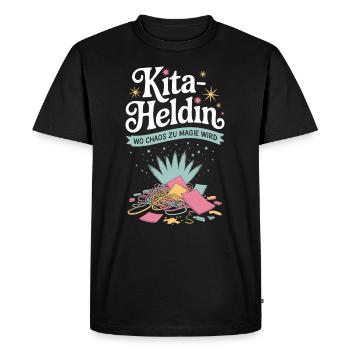 Héroïne de la garderie : où le chaos devient magique : enseignante de maternelle - T-shirt Premium bio Homme - noir - Devant - Nico (187cm)