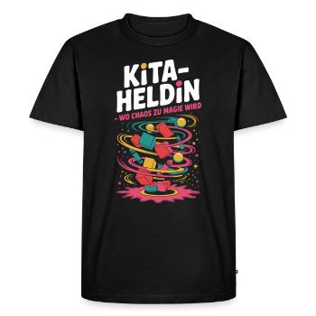 Héroïne de la garderie : où le chaos devient magique : enseignante de maternelle - T-shirt Premium bio Homme - noir - Devant - Nico (187cm)