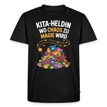 Héroïne de la garderie : où le chaos devient magique : enseignante de maternelle - T-shirt Premium bio Homme - noir - Devant - Nico (187cm)