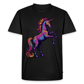Licorne à motif néon – Colorful Fantasy Magic - T-shirt Premium bio Homme - noir - Devant - Nico (187cm)