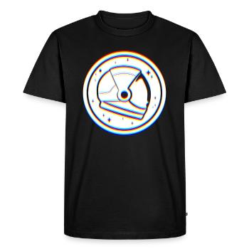 L’art du glitch | Illusion d’optique EDM Rave Vaporwave - T-shirt Premium bio Homme - noir - Devant - Nico (187cm)