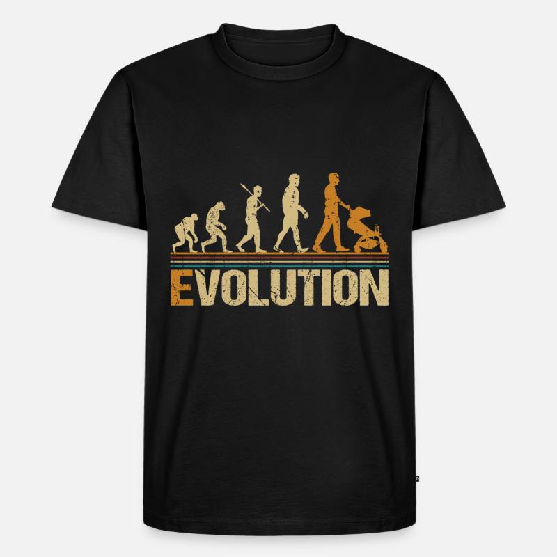 Papa Vater mit Kinderwagen Evolution - Männer Premium Bio T-Shirt - Schwarz