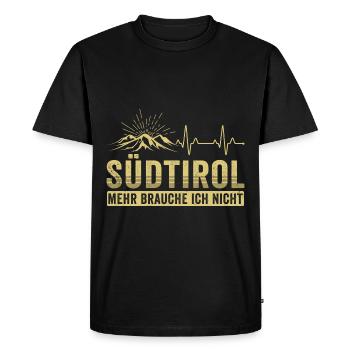 Südtirol mehr brauche ich nicht Herzschlag - Männer Premium Bio T-Shirt - Schwarz - Vorne - Nico (187cm)
