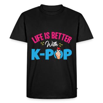 K-Pop | Symbole de la main du cœur - T-shirt Premium bio Homme - noir - Devant - Nico (187cm)