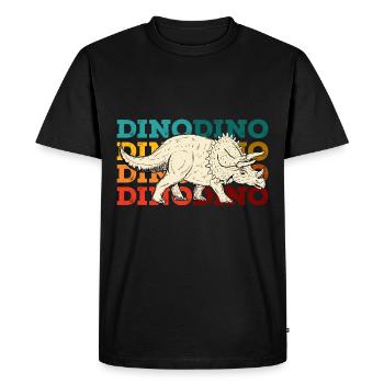 Retro Dino, Dinosaur Motif - Men's Premium Organic T-Shirt - black - Front - Nico (187cm)
