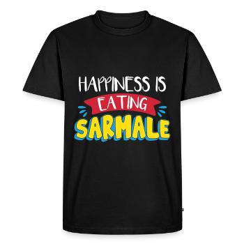 Le bonheur, c’est de manger Sarmale - T-shirt Premium bio Homme - noir - Devant - Nico (187cm)