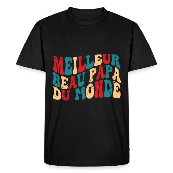 Meilleur Beau Papa Du Monde | Beau-Père - T-shirt Premium bio Homme - noir - Devant - Nico (187cm)