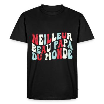 Meilleur Beau Papa DU Monde - T-shirt Premium bio Homme - noir - Devant - Nico (187cm)