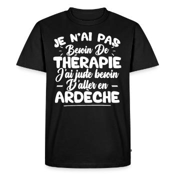 J'ai juste besoin d'aller en Ardèche - T-shirt Premium bio Homme - noir - Devant - Nico (187cm)
