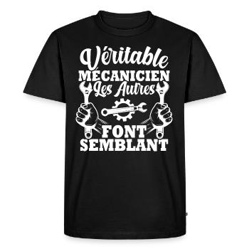 Véritable mécanicien les autres font semblant - T-shirt Premium bio Homme - noir - Devant - Nico (187cm)
