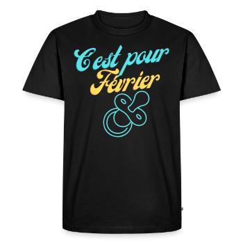 Février en Attente : Notre Bébé, Notre Trésor ! - T-shirt Premium bio Homme - noir - Devant - Nico (187cm)