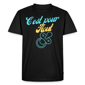 En Attente d'Un Été Magique : Bébé Arrive en Août - T-shirt Premium bio Homme - noir - Devant - Nico (187cm)