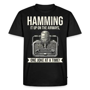 Amateur Vintage Radio Ham Operator Microphone - Men's Premium Organic T-Shirt - black - Front - Nico (187cm)