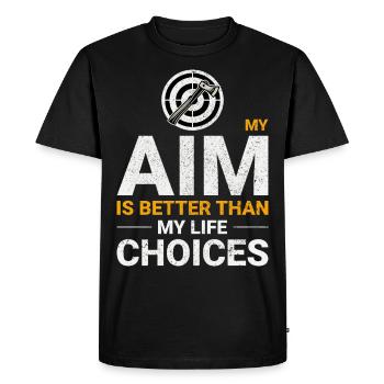 Lancer de hache Aim vs Choix de vie Lanceur de hache Drôle - T-shirt Premium bio Homme - noir - Devant - Nico (187cm)