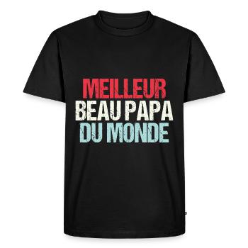 Meilleur Beau Papa Du Monde - T-shirt Premium bio Homme - noir - Devant - Nico (187cm)