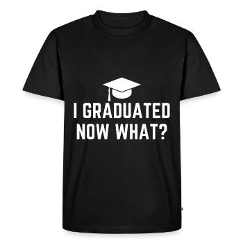I Graduated Now What - Men's Premium Organic T-Shirt - black - Front - Nico (187cm)