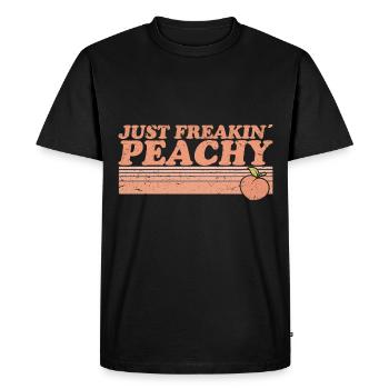 juste pêche - peach fruit dicton - T-shirt Premium bio Homme - noir - Devant - Nico (187cm)