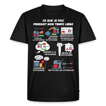 Pâtisserie passion. Cadeau métier pâtissier - T-shirt Premium bio Homme - noir - Devant - Nico (187cm)