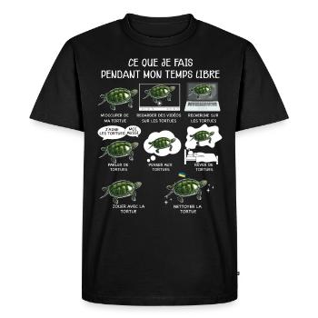 Tortue idée cadeau drôle passion - T-shirt Premium bio Homme - noir - Devant - Nico (187cm)