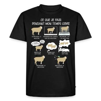 Mes Moutons je les aime citation éleveur - T-shirt Premium bio Homme - noir - Devant - Nico (187cm)