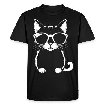 Drôle de chat avec des lunettes de soleil Chaton Sunglas Cats - T-shirt Premium bio Homme - noir - Devant - Nico (187cm)