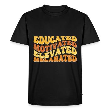 Educated Motivated Elevated Melanated - Men's Premium Organic T-Shirt - black - Front - Nico (187cm)